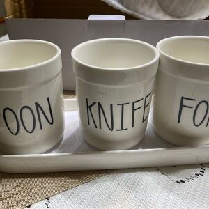 White Utensil Holder Set